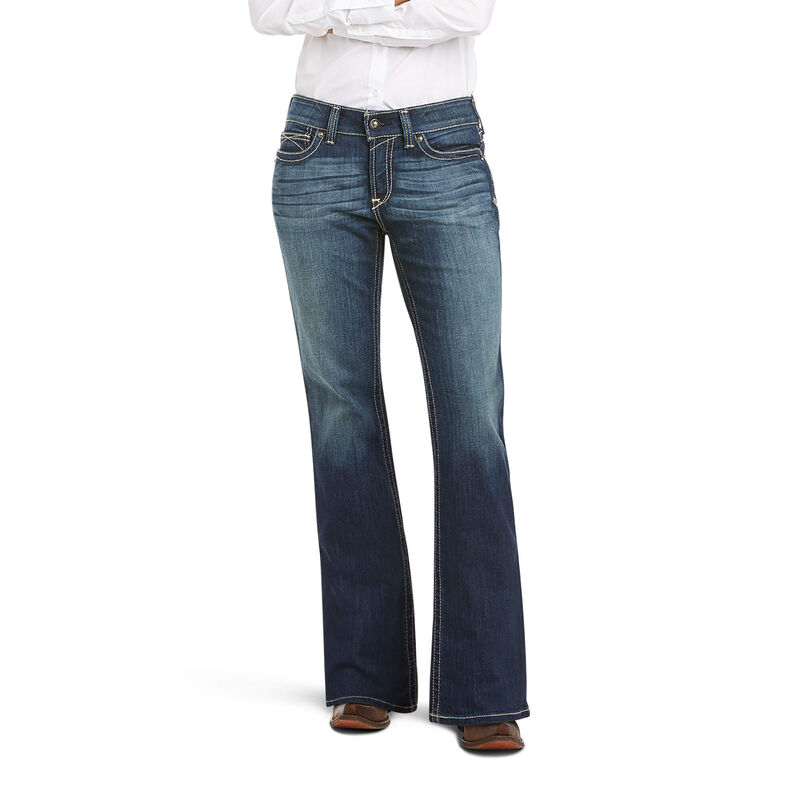 Pantalones Vaqueros Ariat R.E.A.L. Mid Rise Stretch Original Boot Cut Azules Oscuro Mujer - Chile 01